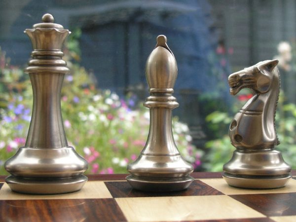 King John Very Heavy Copper and Stainless Steel Chess Pieces - Image 6
