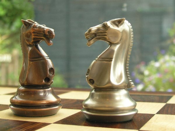 King John Very Heavy Copper and Stainless Steel Chess Pieces - Image 8