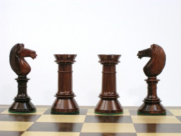 Reproduction Antique Triple Weighted Chess Set - Bud Rosewood Chess Pieces - Image 9