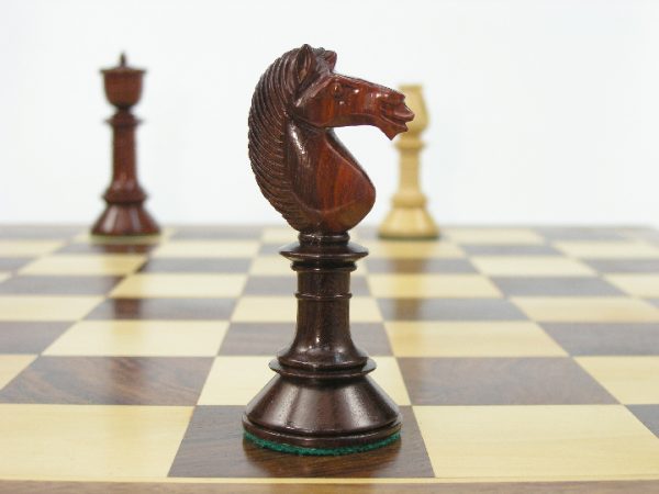 Reproduction Antique Triple Weighted Chess Set - Bud Rosewood Chess Pieces - Image 10