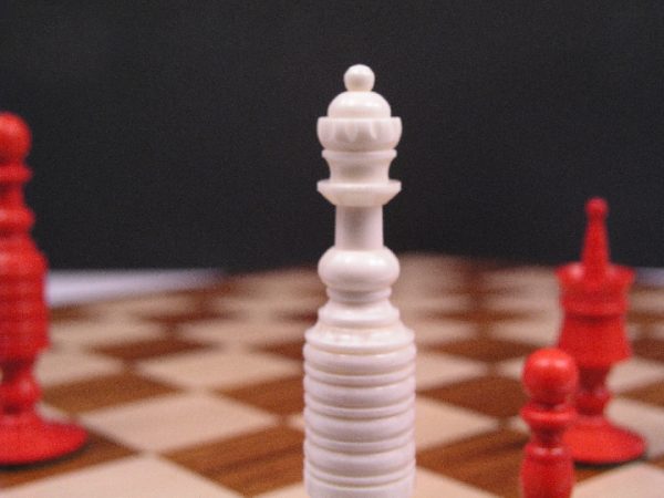 Reproduction Antique - Red White Camel Bone John Calvert Chess Set - Image 11