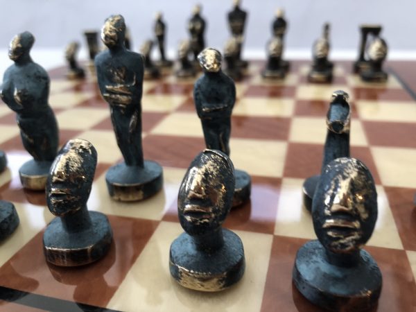 Small Cycladic Art Metal Chess from Manopoulos