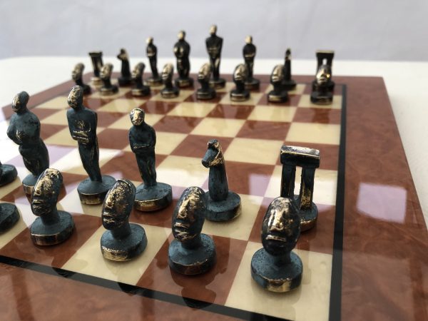 Small Cycladic Art Metal Chess from Manopoulos - Image 5