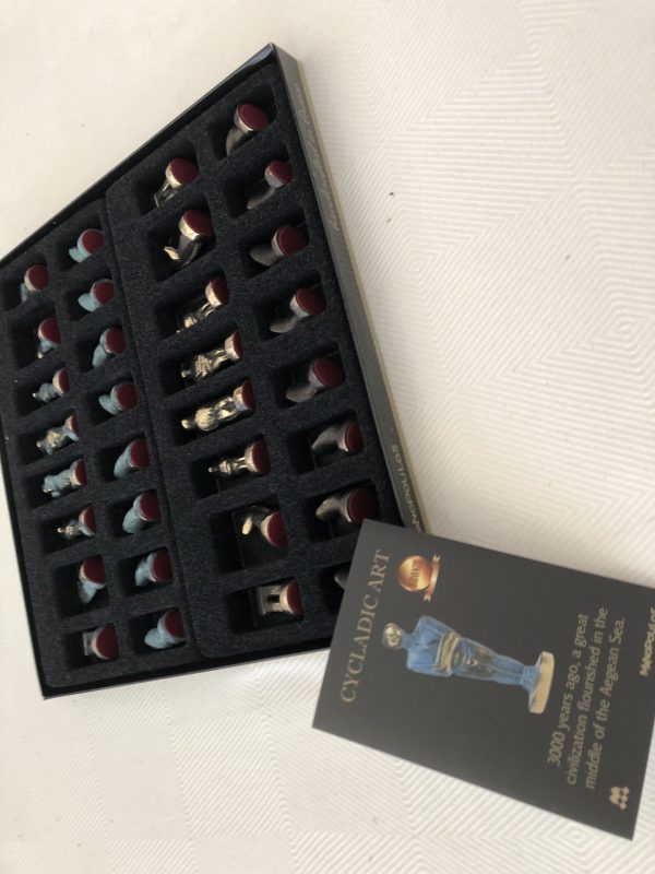 Small Cycladic Art Metal Chess from Manopoulos - Image 9