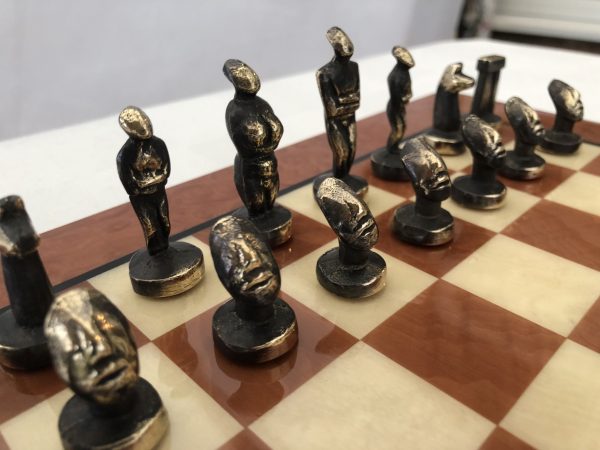 Small Cycladic Art Metal Chess from Manopoulos - Image 2