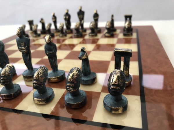 Small Cycladic Art Metal Chess from Manopoulos - Image 4