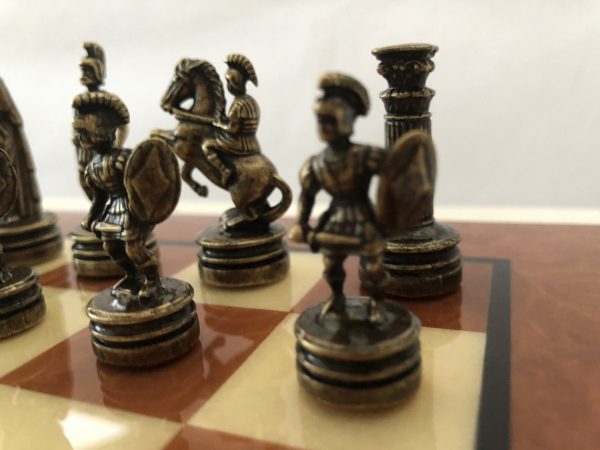 Small Greek Roman Metal Chess from Manopoulos