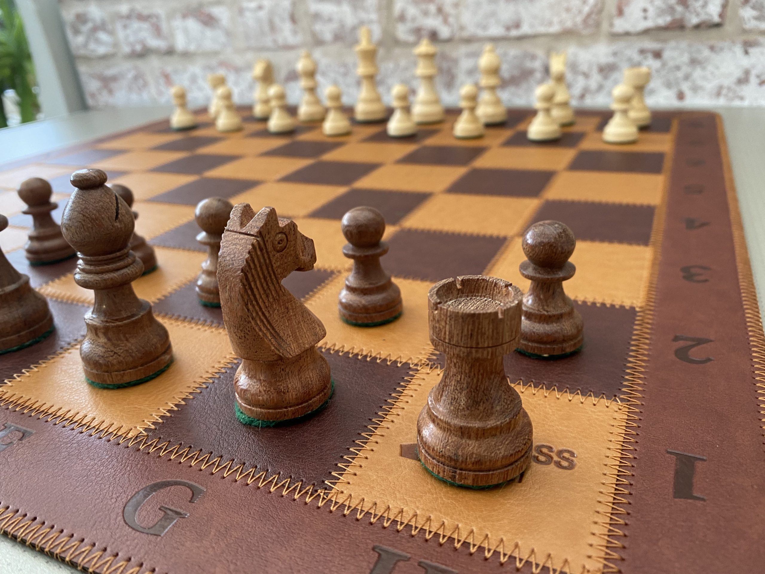 Thick Leather Chess Case, Mat and Chess Pieces all Included - ChessBaron  Chess Sets - 01278 426100