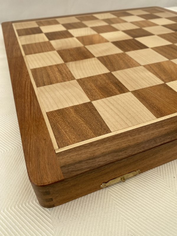 Full Size Acacia Chess Board and Case Combined - Image 3