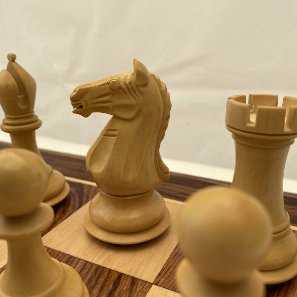 4.1″ New English Hand Carved Camel Bone Chess Pieces Set-Black