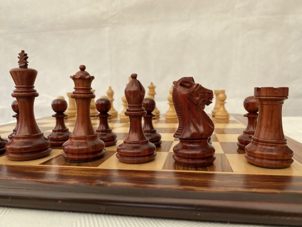 Carved Chamfered Base in Bud Rosewood Staunton Chess Set - Image 13