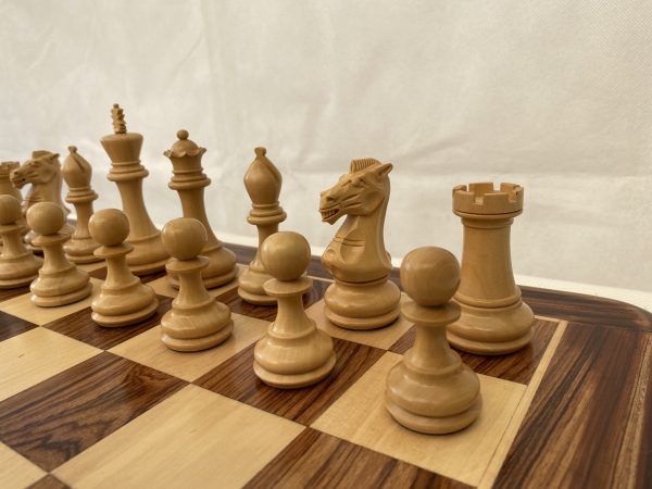 Carved Chamfered Base in Bud Rosewood Staunton Chess Set - Image 3