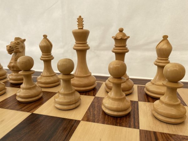 Carved Chamfered Base in Bud Rosewood Staunton Chess Set - Image 4