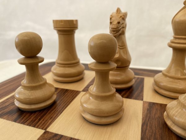 Carved Chamfered Base in Bud Rosewood Staunton Chess Set - Image 5