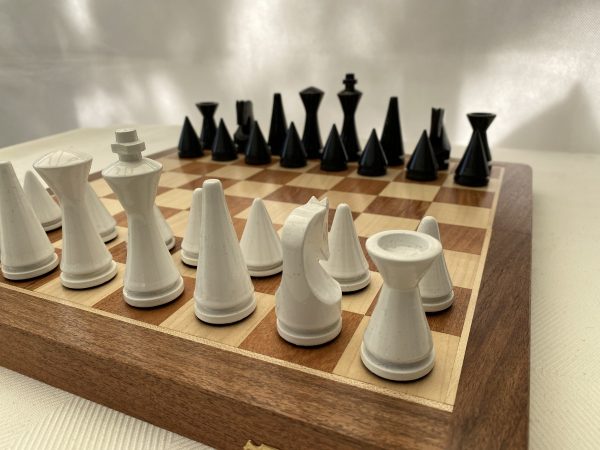Contemporary Modern Chess Set - Black and White - Image 3