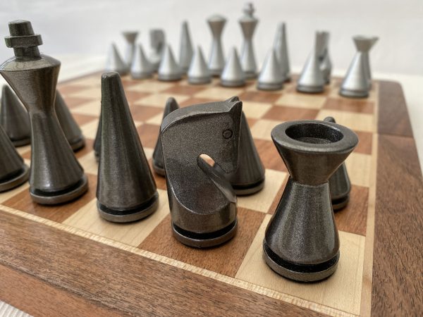 Contemporary Modern Chess Set - Grey and Silver - Image 5