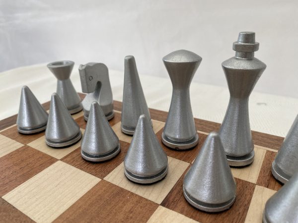 Contemporary Modern Chess Set - Grey and Silver - Image 8
