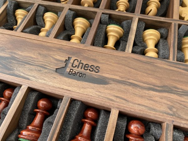 Combination Oak, Rosewood, Leather Chess Set