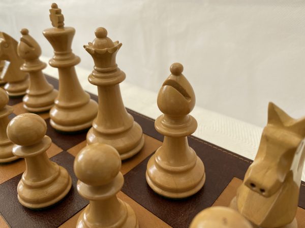 Combination Oak, Rosewood, Leather Chess Set - Image 6