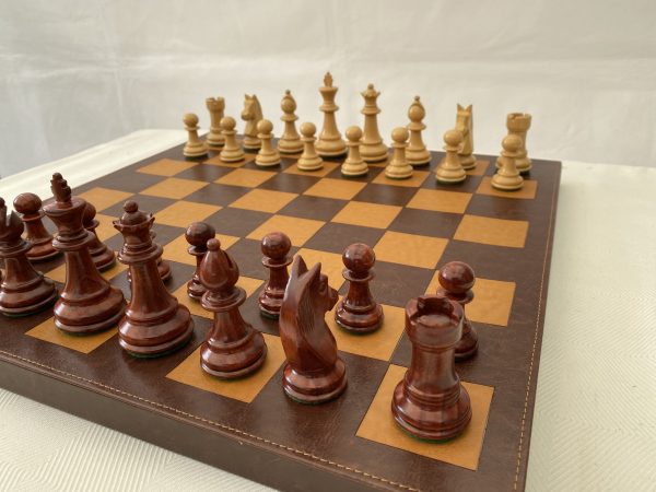 Combination Oak, Rosewood, Leather Chess Set - Image 11