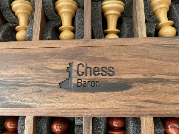 Combination Oak, Rosewood, Leather Chess Set - Image 12