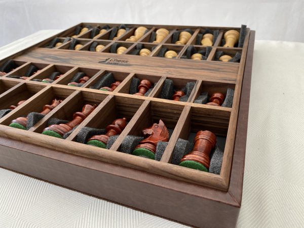 Combination Oak, Rosewood, Leather Chess Set - Image 13