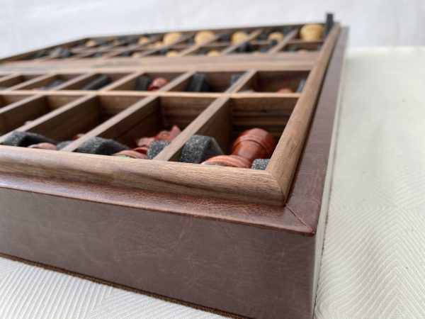 Combination Oak, Rosewood, Leather Chess Set - Image 14