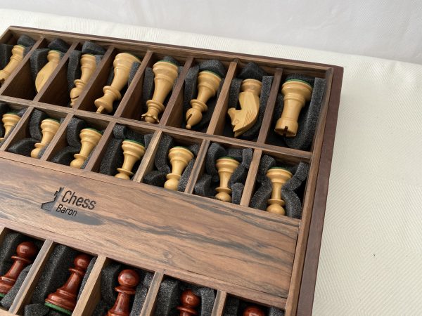Combination Oak, Rosewood, Leather Chess Set - Image 15
