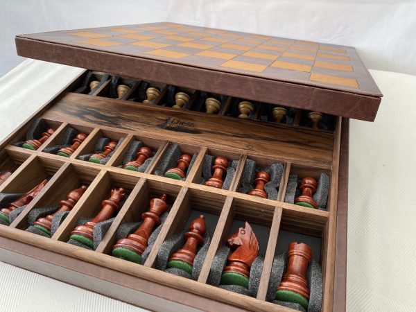 Combination Oak, Rosewood, Leather Chess Set - Image 16