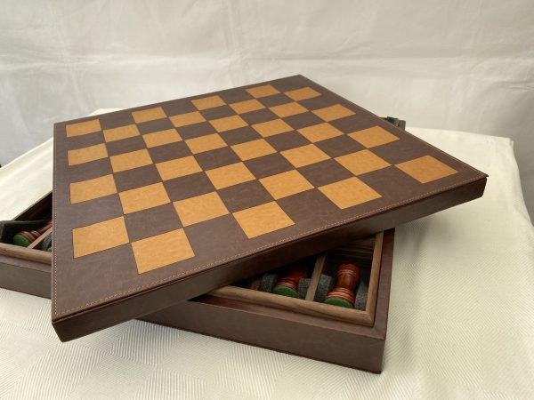 Combination Oak, Rosewood, Leather Chess Set - Image 17