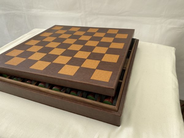 Combination Oak, Rosewood, Leather Chess Set - Image 18