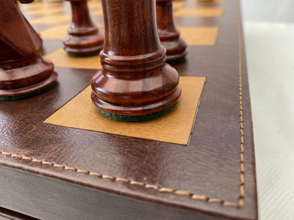 Combination Oak, Rosewood, Leather Chess Set - Image 25