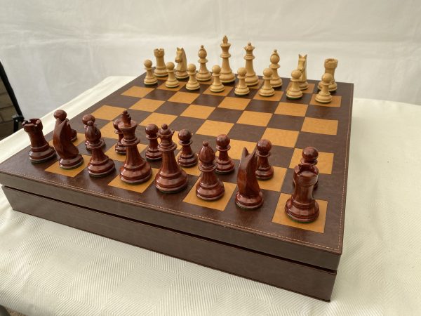 Combination Oak, Rosewood, Leather Chess Set - Image 27