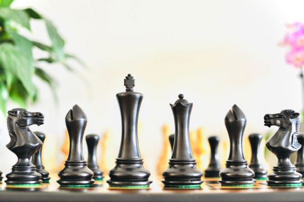 Contemporary Staunton, Ebony Triple Weight, Felted Chess Pieces