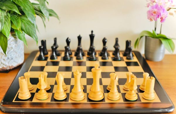 Contemporary Staunton, Ebony Triple Weight, Felted Chess Pieces - Image 5