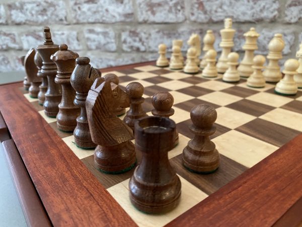Complete Chess Set with Board, 14" Cabinet and Chess Pieces - Image 4