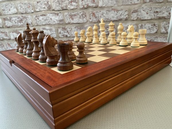 Complete Chess Set with Board, 14" Cabinet and Chess Pieces - Image 5