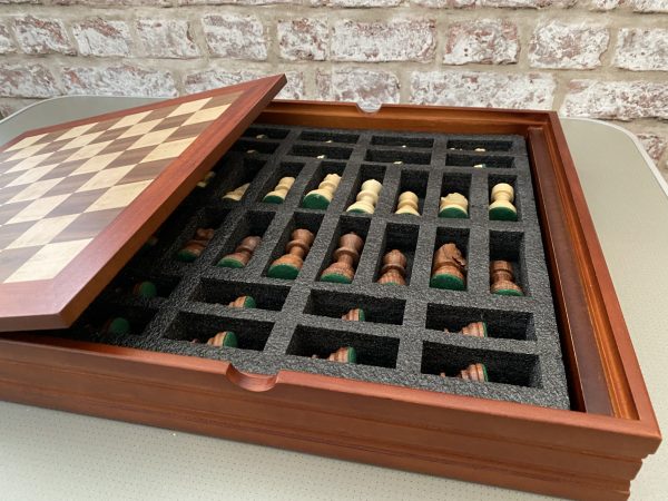 Complete Chess Set with Board, 14" Cabinet and Chess Pieces - Image 9