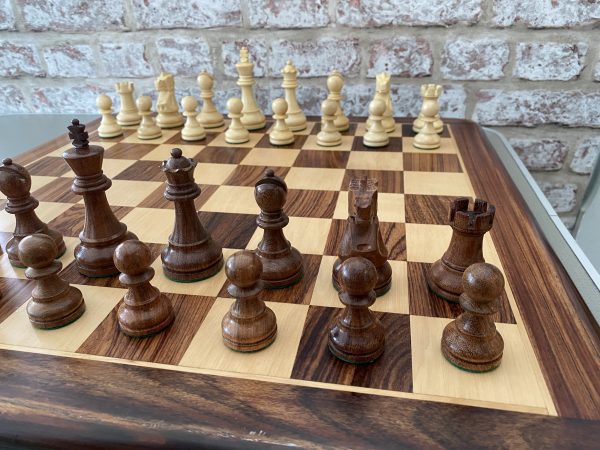The Morgan - Double Weighted Acacia Staunton Chess Set - Image 6