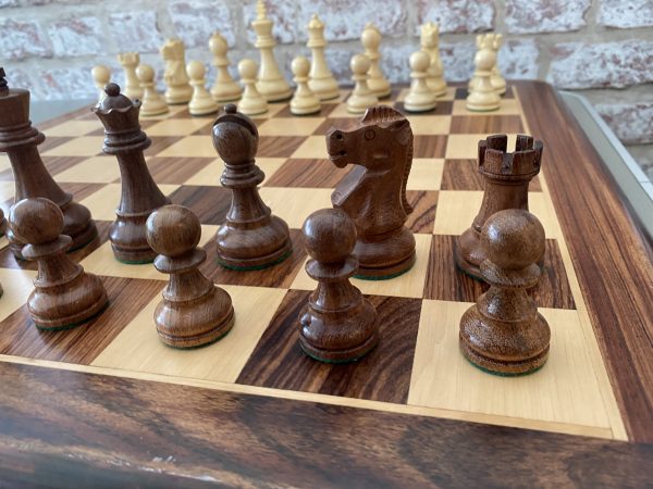 The Morgan - Double Weighted Acacia Staunton Chess Set - Image 7