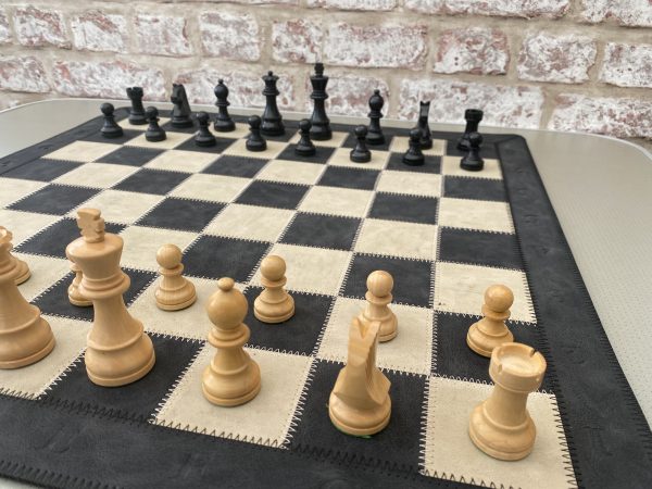 Thick Black LEATHER Chess with Staunton Chess Pieces - Image 8