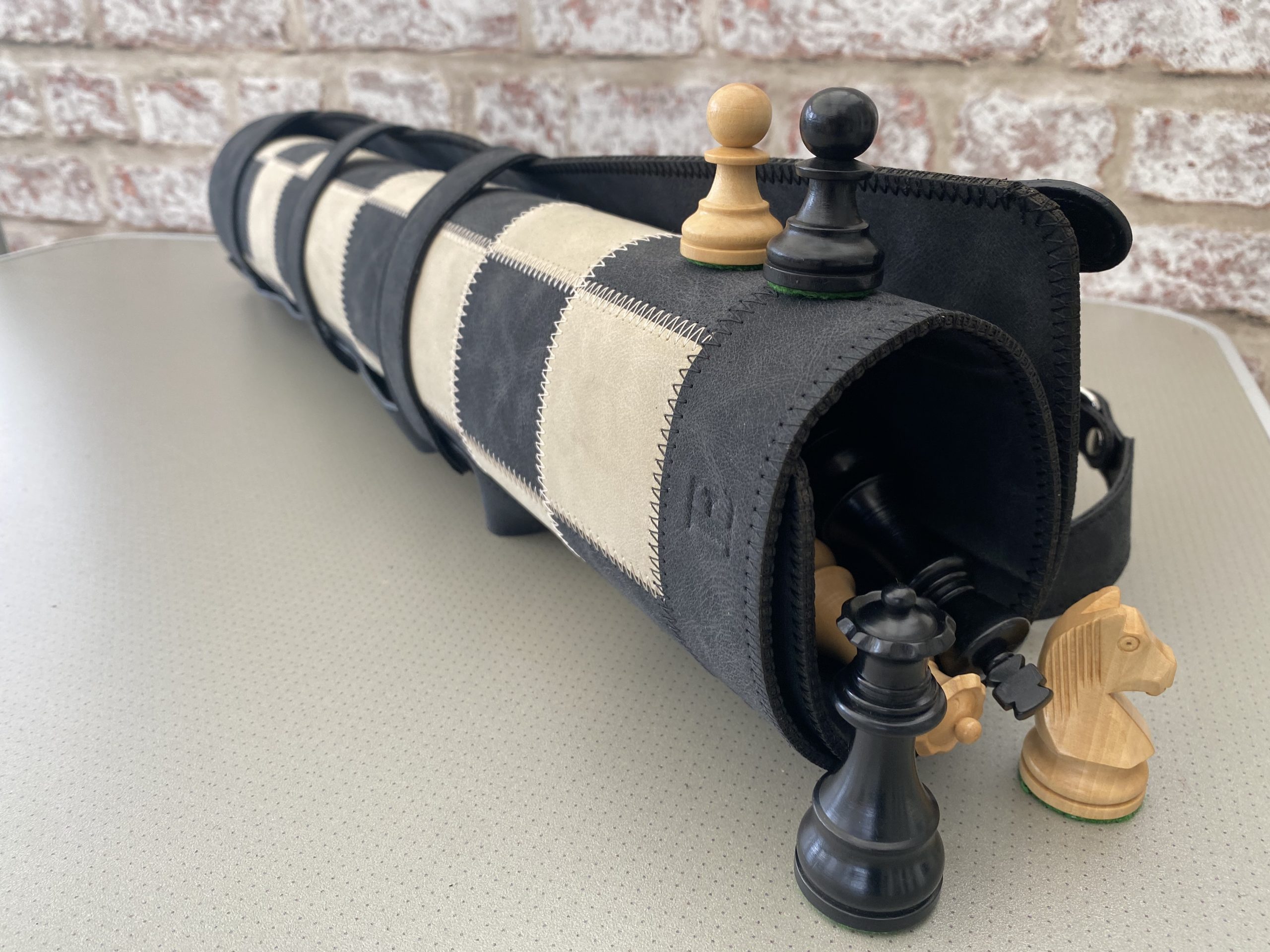 Thick Leather Chess Case, Mat and Chess Pieces all Included - ChessBaron  Chess Sets - 01278 426100