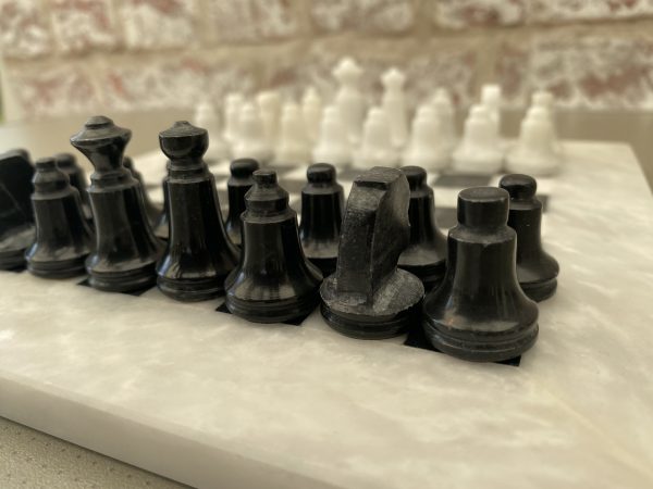 Small Marble Black and White Complete Chess Set - Image 12