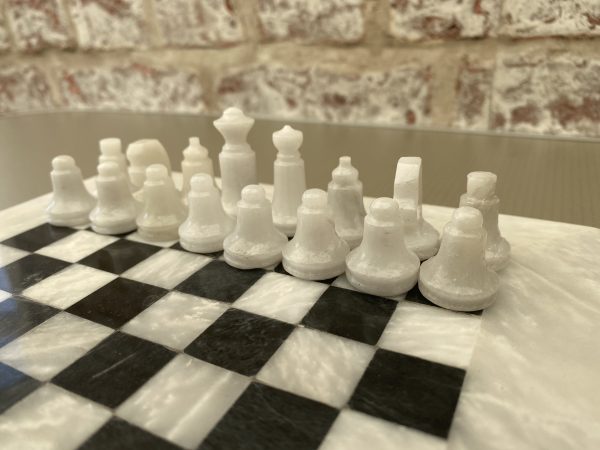 Small Marble Black and White Complete Chess Set - Image 2