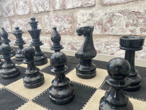 Large Marble Chess Set with Optional Leather Mat - Image 7