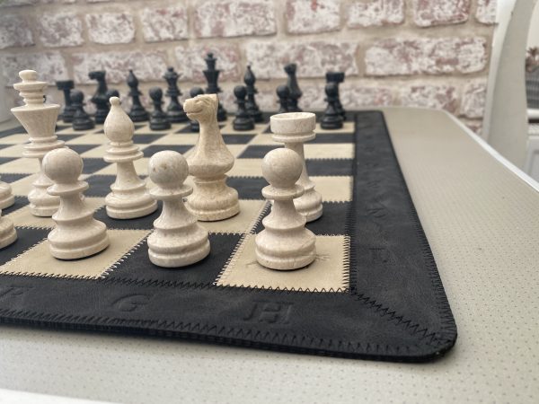 Large Marble Chess Set with Optional Leather Mat - Image 8
