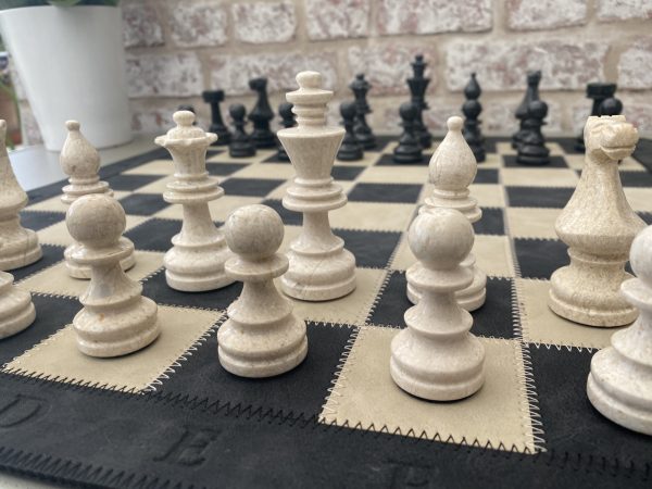 Large Marble Chess Set with Optional Leather Mat - Image 9