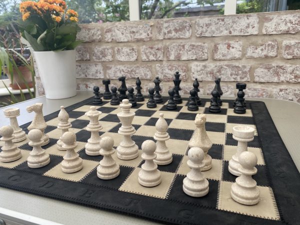 Large Marble Chess Set with Optional Leather Mat - Image 11