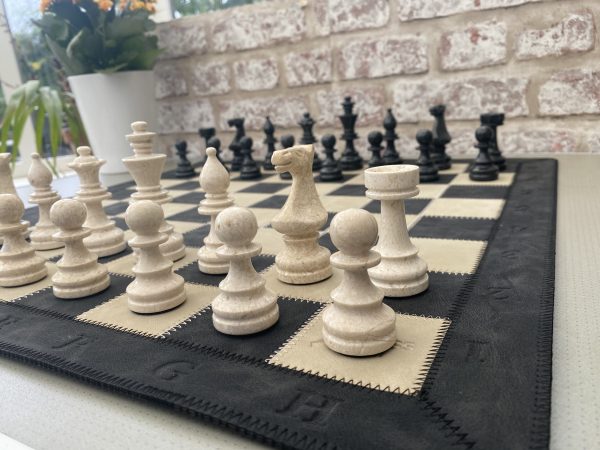 Large Marble Chess Set with Optional Leather Mat - Image 13
