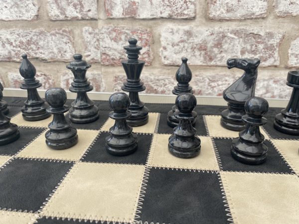 Large Marble Chess Set with Optional Leather Mat - Image 2